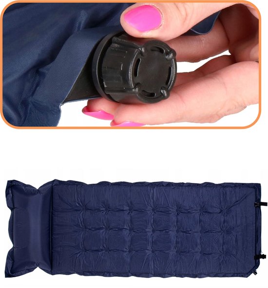 Springos Slaapmat - 200 cm - Zelfopblazend - Inclusief Hoes - Blauw — afbeelding 4