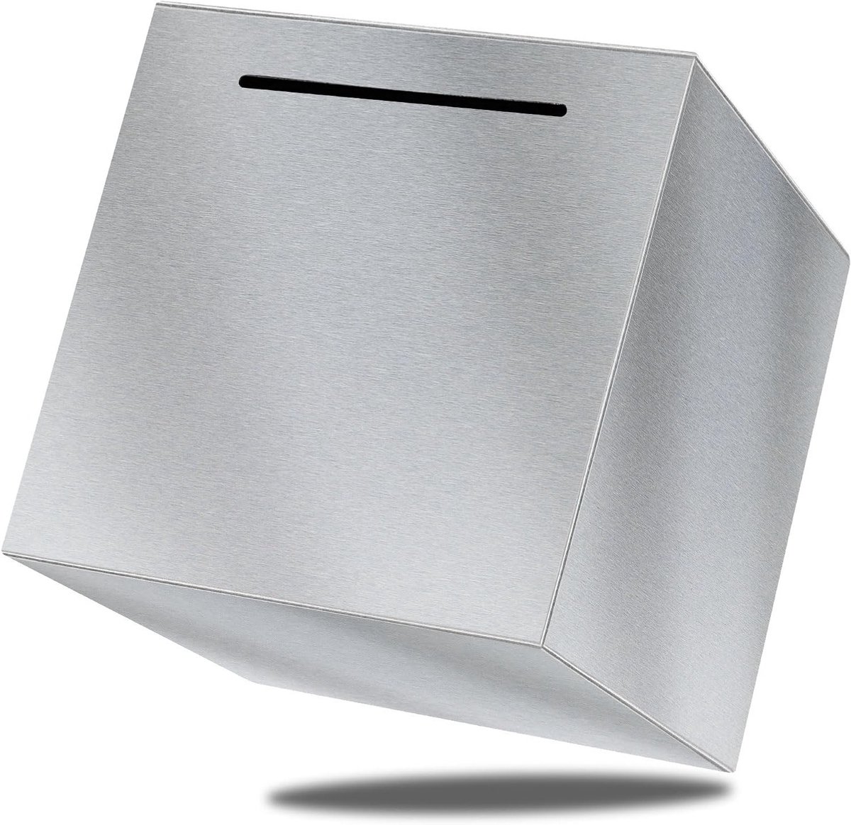 Stijlvolle spaarpot van roestvrij staal voor volwassenen en kinderen, breekbare spaarpot voor contant geld, zilver, 16 cm, perfect voor sparen en cadeau geven