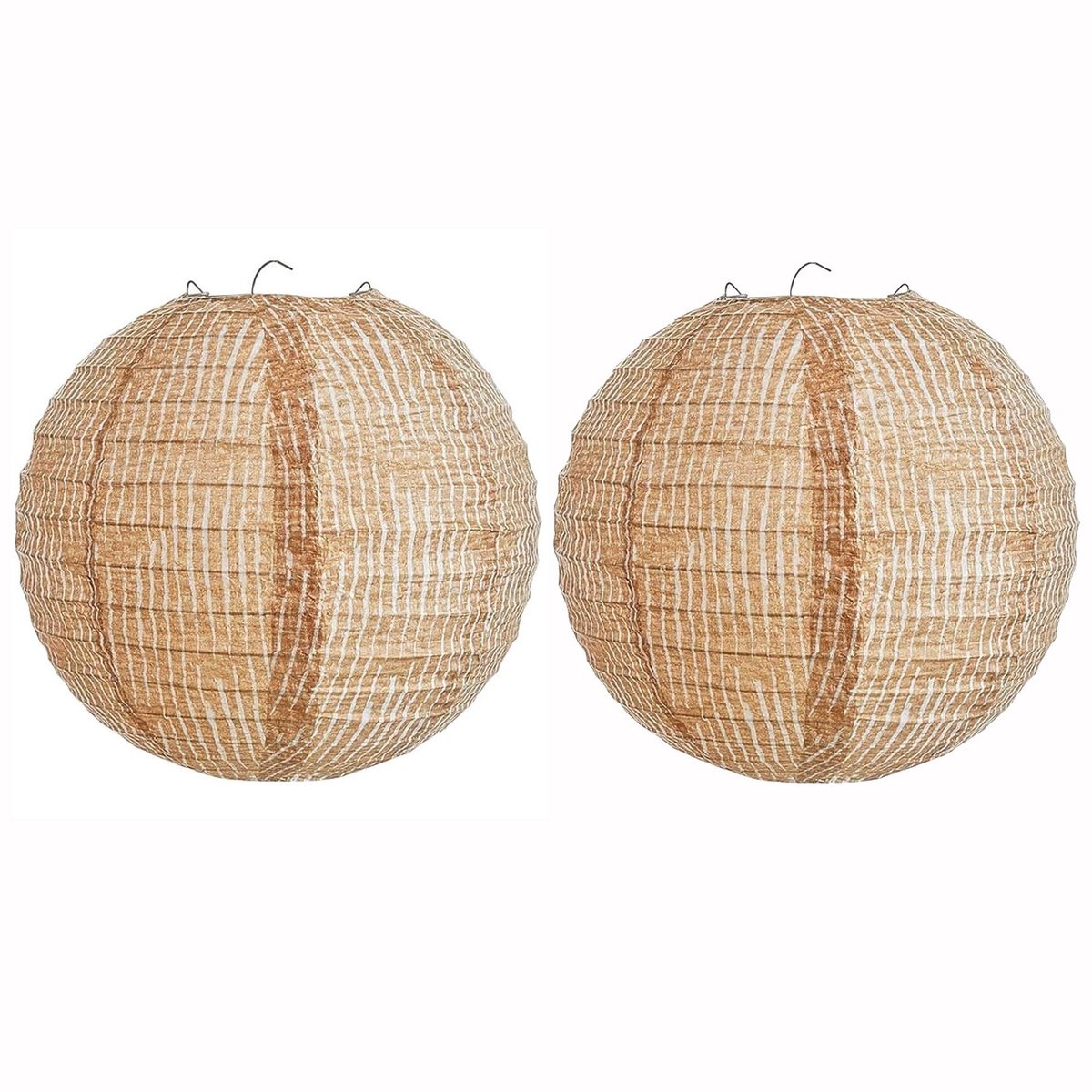 Dailygoods- Lantaarn 20 cm - Papieren Lantaarn - Jute Look - 2 Stuks - Decoratie voor Bruiloft/Verjaardag - Hangend Ontwerp