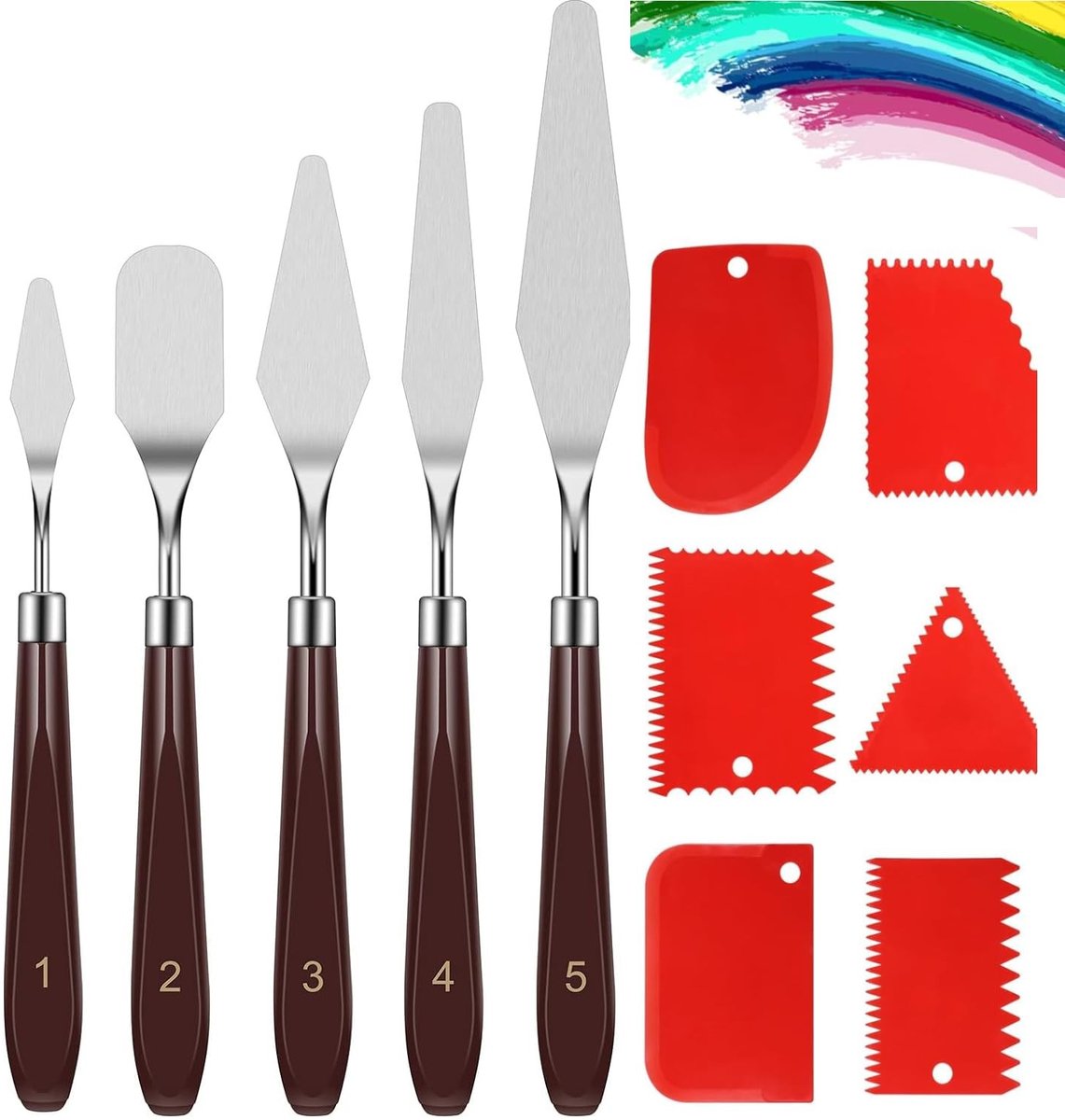 SMOAKEZ- Paletmes 5-delige Set - Olieverf Schildergereedschap - Paletmessen - Schildermes - Kunst Accessoires - Roestvrij Staal