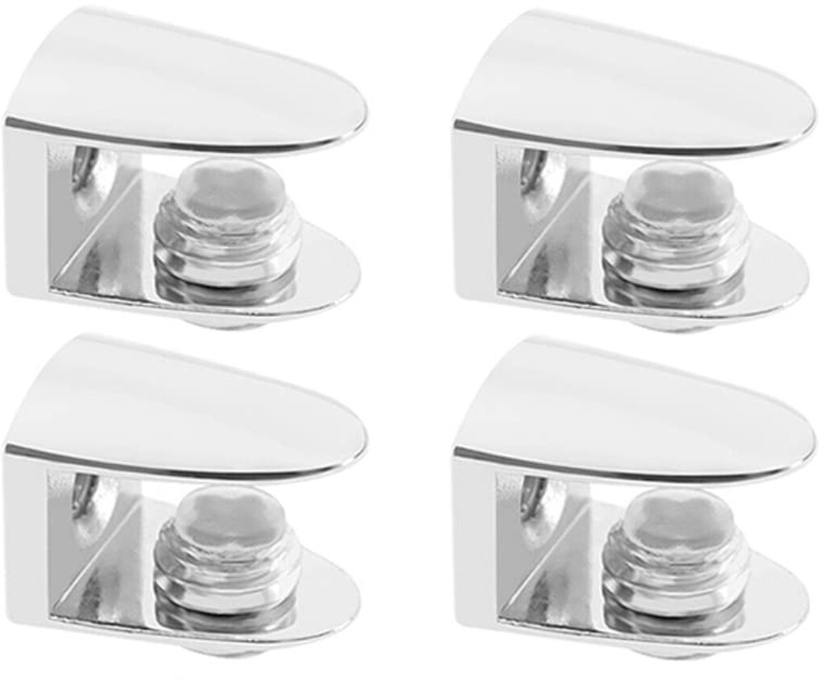 SOUQONE- Glazen Klemmen Set van 4 - Verstelbare Beugel - Zinklegering - Antislip Ontwerp - Geschikt voor 5-10mm Glas - Duurzaam en Waterdicht - Glasbeugels