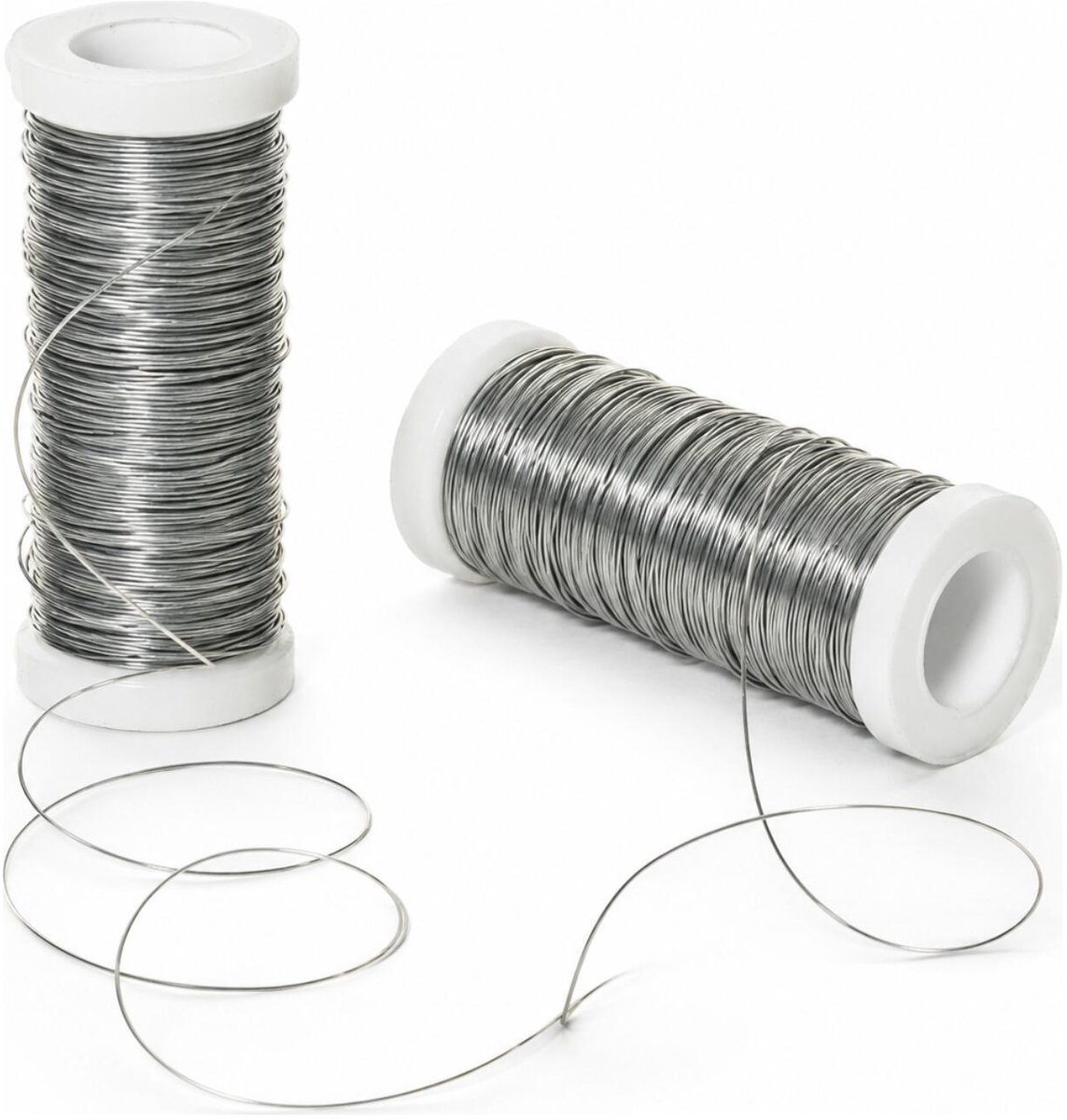 Dijk Natural Collections Binddraad - 2x rolletjes - zilver - 30 m x 0,3 mm - hobbydraad - bloemendraad
