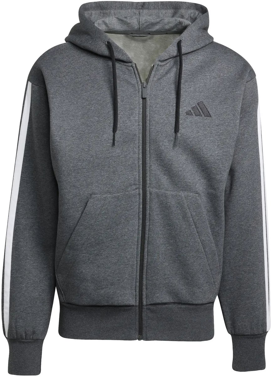 Capuchon met volledige rits adidas Essentials 3-Stripes Fleece Zwart
