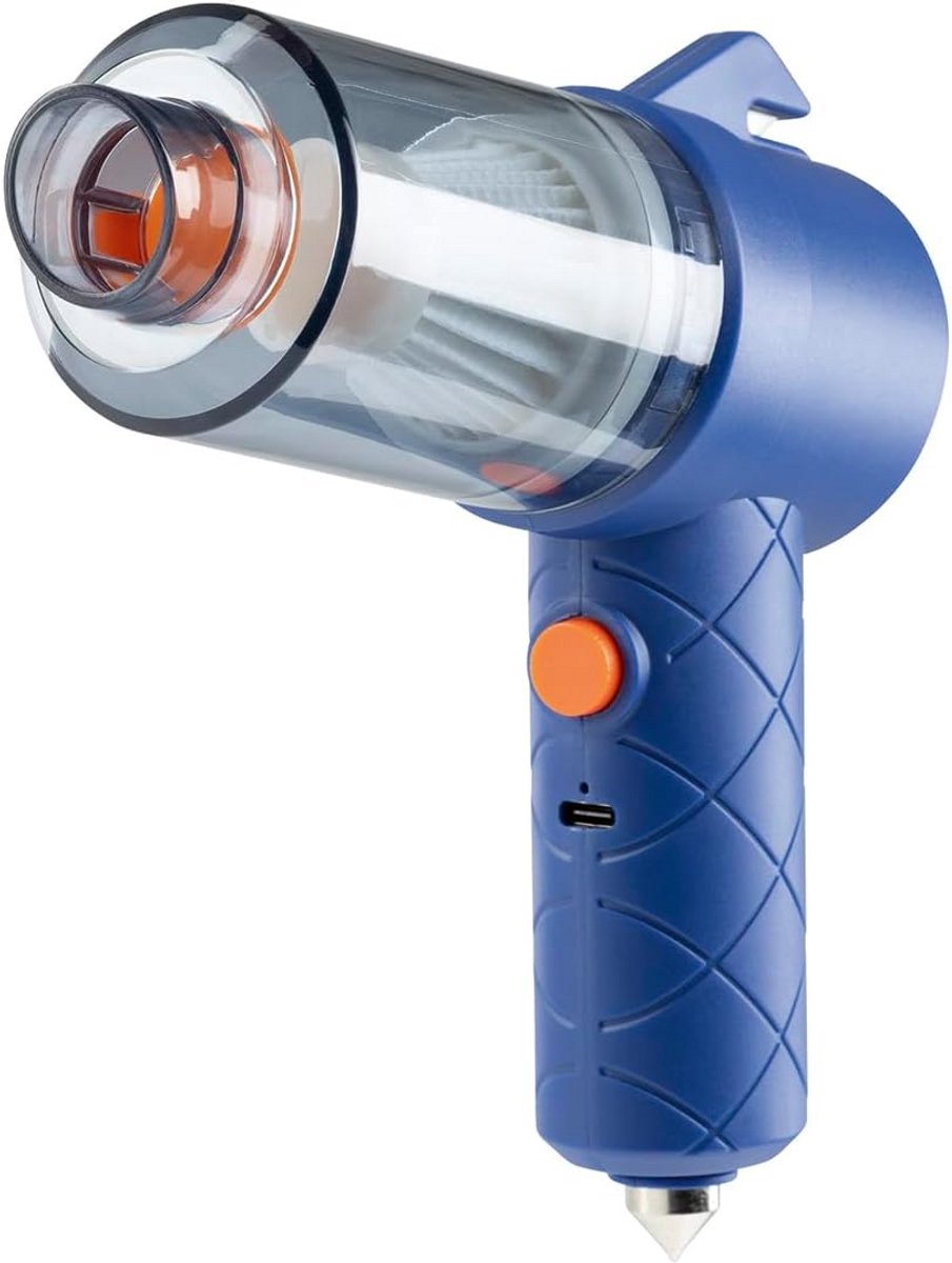 Draadloze Handstofzuiger - Compacte Stofzuiger - Auto Interieur Reinigen - Zuig en Blaasfunctie - 10 Minuten Gebruik - Blauw Oranje