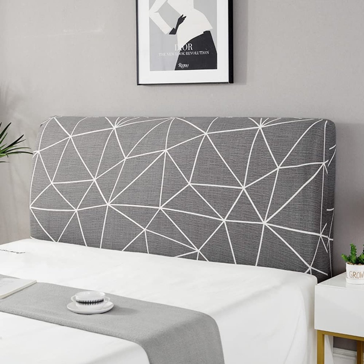 Store_7 - Hoofdbordhoes - Stofdichte beschermhoes - Stretch bedhoofdbordovertrek - Geschikt voor 140-170 cm - Modern kleurrijk patroon - Geometrisc...