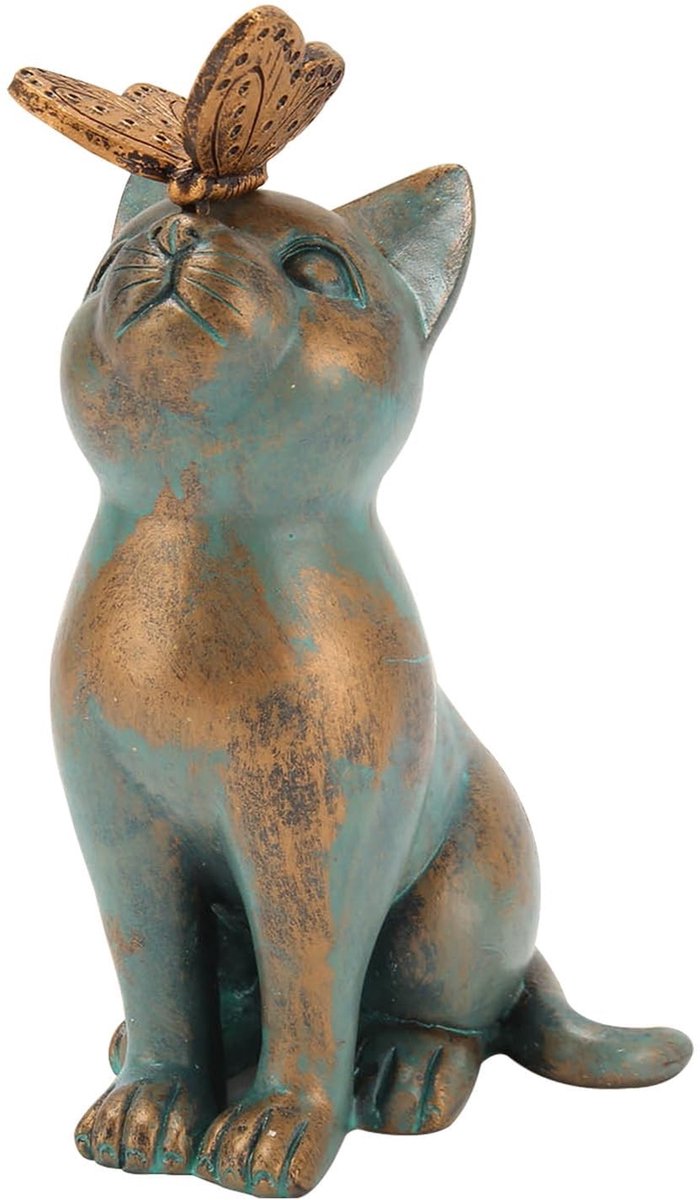 SPHProducts - Cat Angel tuindecoratie - Kattendecoratie tuinfiguren - Weerbestendig - Meerkleurig - Vlinder - Geschikt voor binnen en buiten - Leuke t