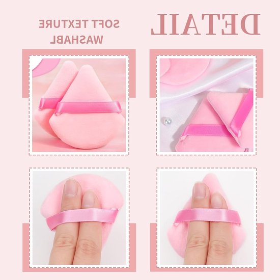 Set van 6 Halo Glow Pinkie Puffs, Herbruikbare Mini Pads voor Poederapplicatie, Zacht en Wasbaar, Perfect voor Make-up en Beauty