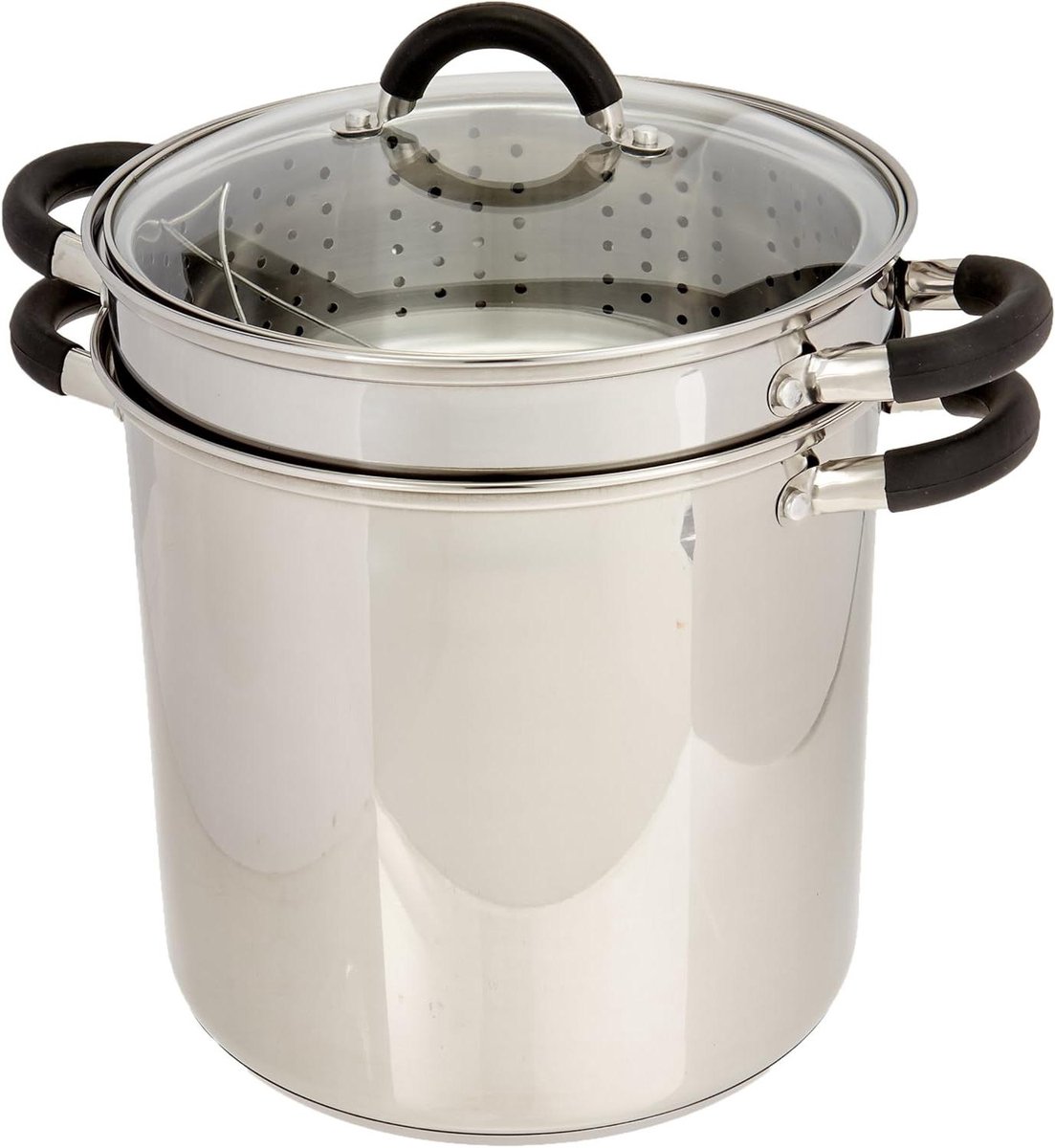 Multifunctionele Pannen - Stoompan Voorraadpan - Koken en Stomen - Ingekapselde Basis - 12 Quarts - Roestvrij Staal