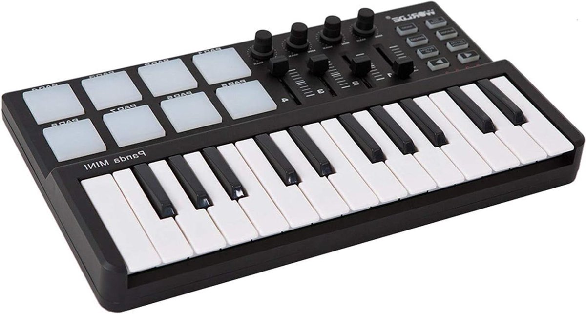 MIDI Toetsenbord Controller - Mini Drum Pad - Muziek Productie - 25 Aanslaggevoelige Toetsen