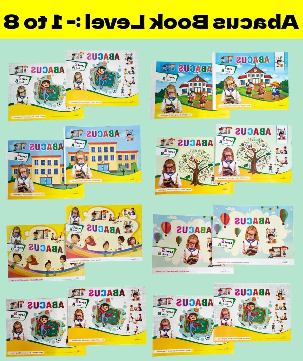 Abacus Lesmateriaal - Rekenrek Boeken - Rekenen Leren - Niveau 1 tot 8 - Combo Pack 16 Boeken - Meerdere Kleuren