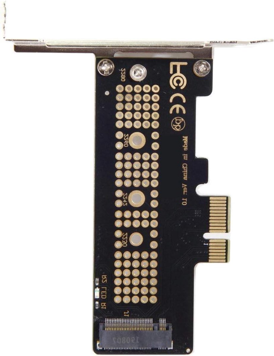 PCI-E naar M.2 Adapter - NVMe Adapterkaart - Snellere Opslag - Lage Profiel - 10 x 10 cm - Zwart