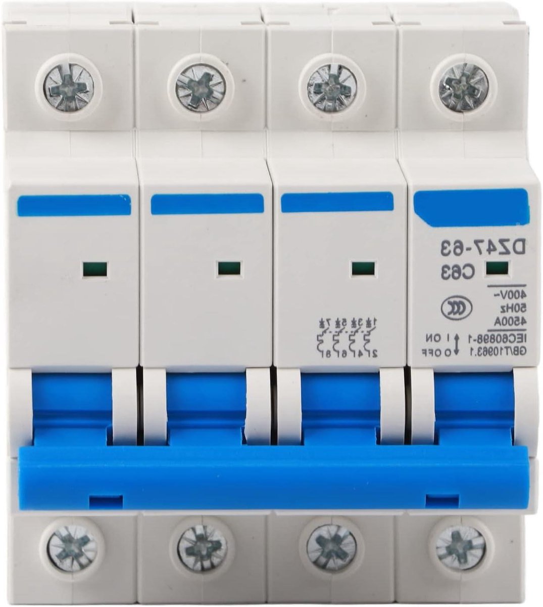 Aardlekschakelaar - Stroomonderbreker Veiligheidsschakelaar - Elektrische Beveiliging - Vlamvertragend Materiaal - 400V 63A 4P - Grijs