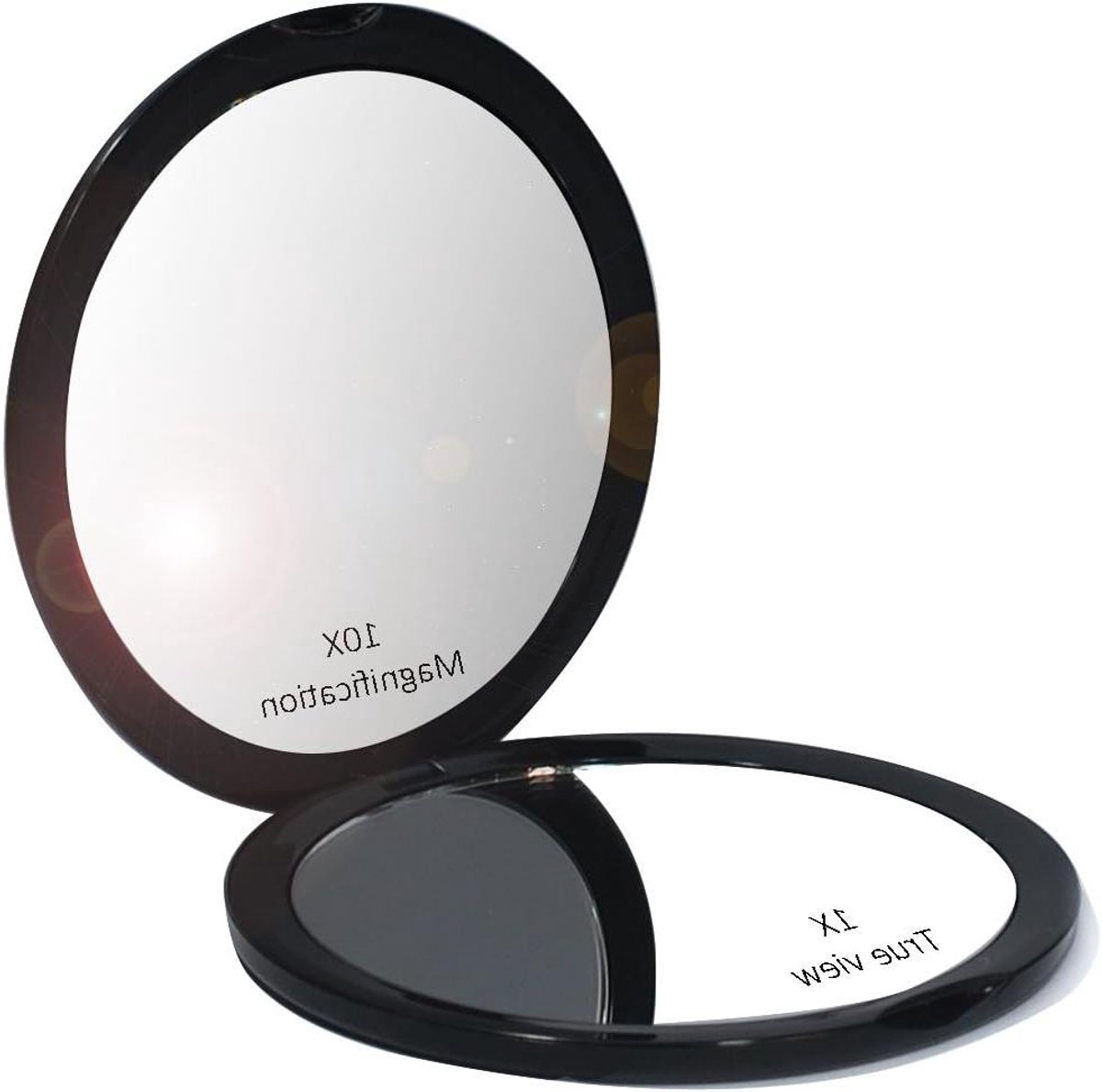 Make-up Spiegeltje - Zakspiegel Vergrootglas - Make-up Aanbrengen - 10x Vergroting - Rechthoekig - Zwart