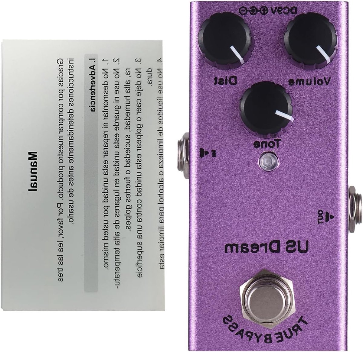 Droom Distortion Effectpedaal voor Elektrische Gitaar met Volume, Distortie en Toon Regelaars, 9V Aansluiting