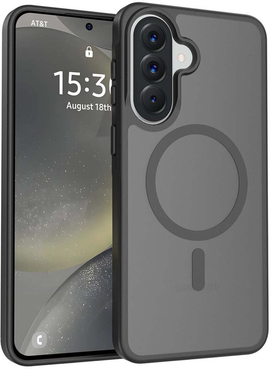 Hoesje Geschikt voor Samsung Galaxy A57 - Compatibel met MagSafe / Qi2 - Matte Beschermhoes - Back Cover met Magneet - Zwart