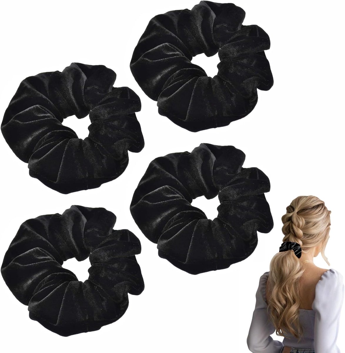 4 stukken haarstrikken - zwart - haaraccessoires - mode