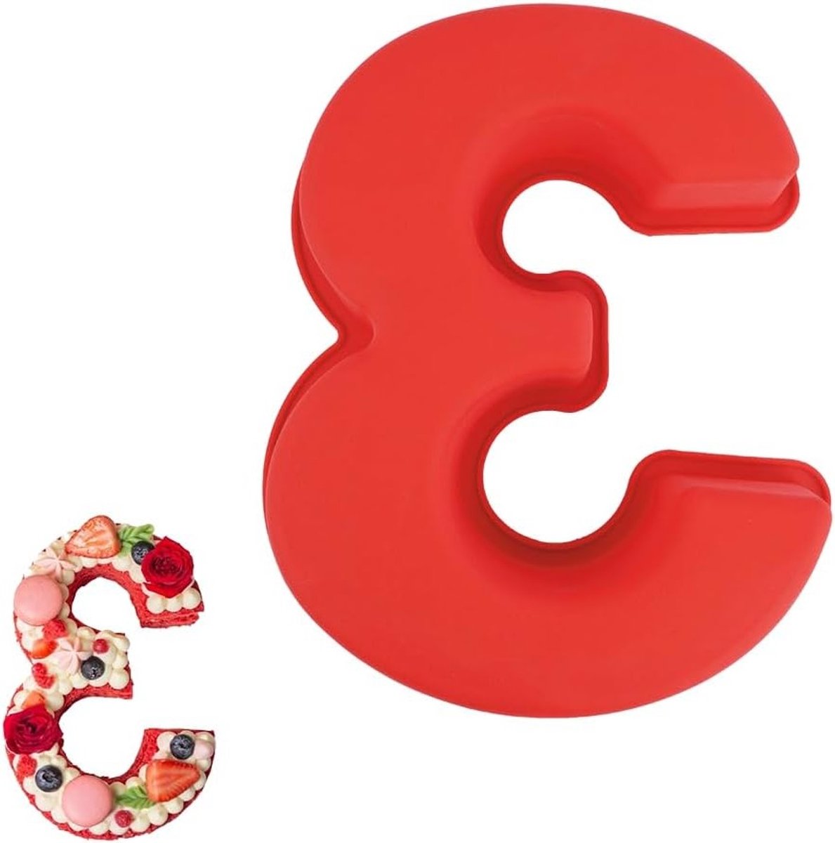 Siliconen cakevorm voor nummers, ideaal voor verjaardagen, bruiloften en jubileums - Nummer 3, perfect voor cake decoratie en DIY bakken