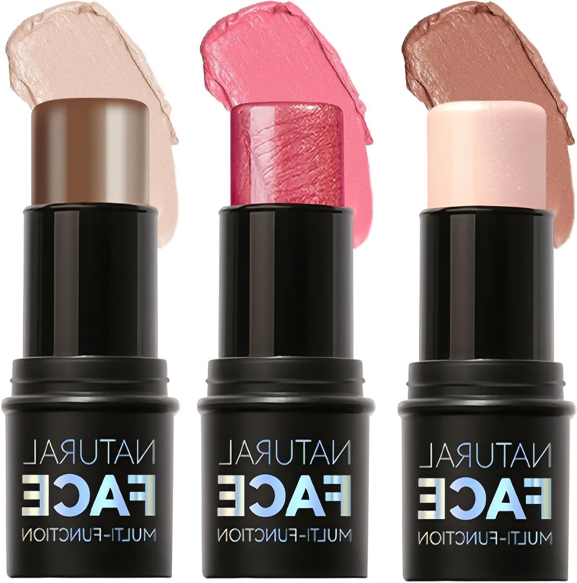 3-in-1 Gezicht Contour Sticks: Blush, Highlighter en Bronzer - Niet-vettig, Waterbestendig en Natuurlijke Look