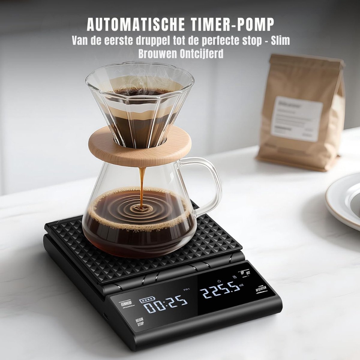 Zyrex® Koffie Weegschaal - Weegschaal - Scale 0.5 tot 5000 Gram - Zwart - 4cm x 15cm x 22cm