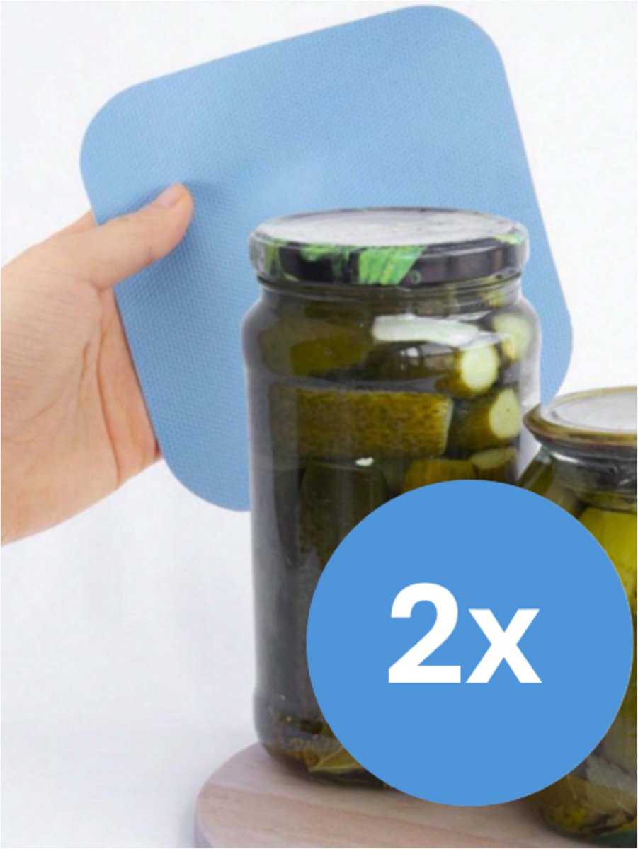 Pradeo - Potopener - Dekselopener - Pot - Deksel - Opener - Siliconen - Flap - Lap - Voor Extra Grip - Anti Slip - Grip Pad - Blauw - 2 Stuks