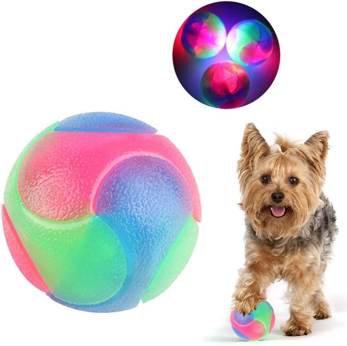 3 stuks Knipperende Elastische Bal – Glow-in-the-Dark Interactief Speelgoed voor Puppy's, Katten en Honden