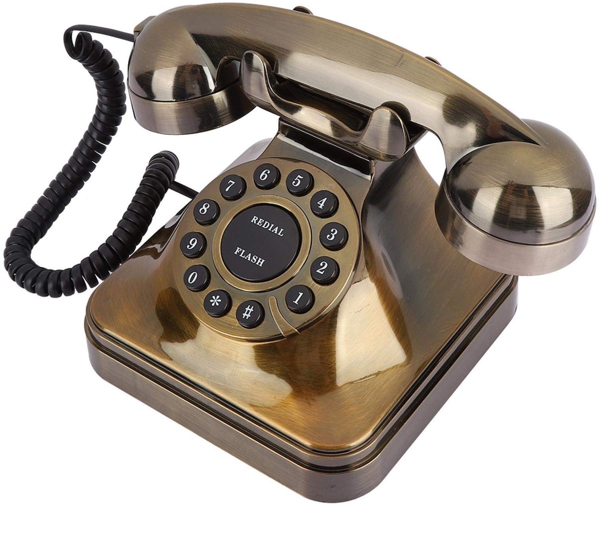 Allecto - Antieke Bronzen Telefoon - Vintage Telefoon - Retro design - Voor Thuis en Hotel - Landlijn Telefoon - Unieke decoratie - Geschikt voor e...