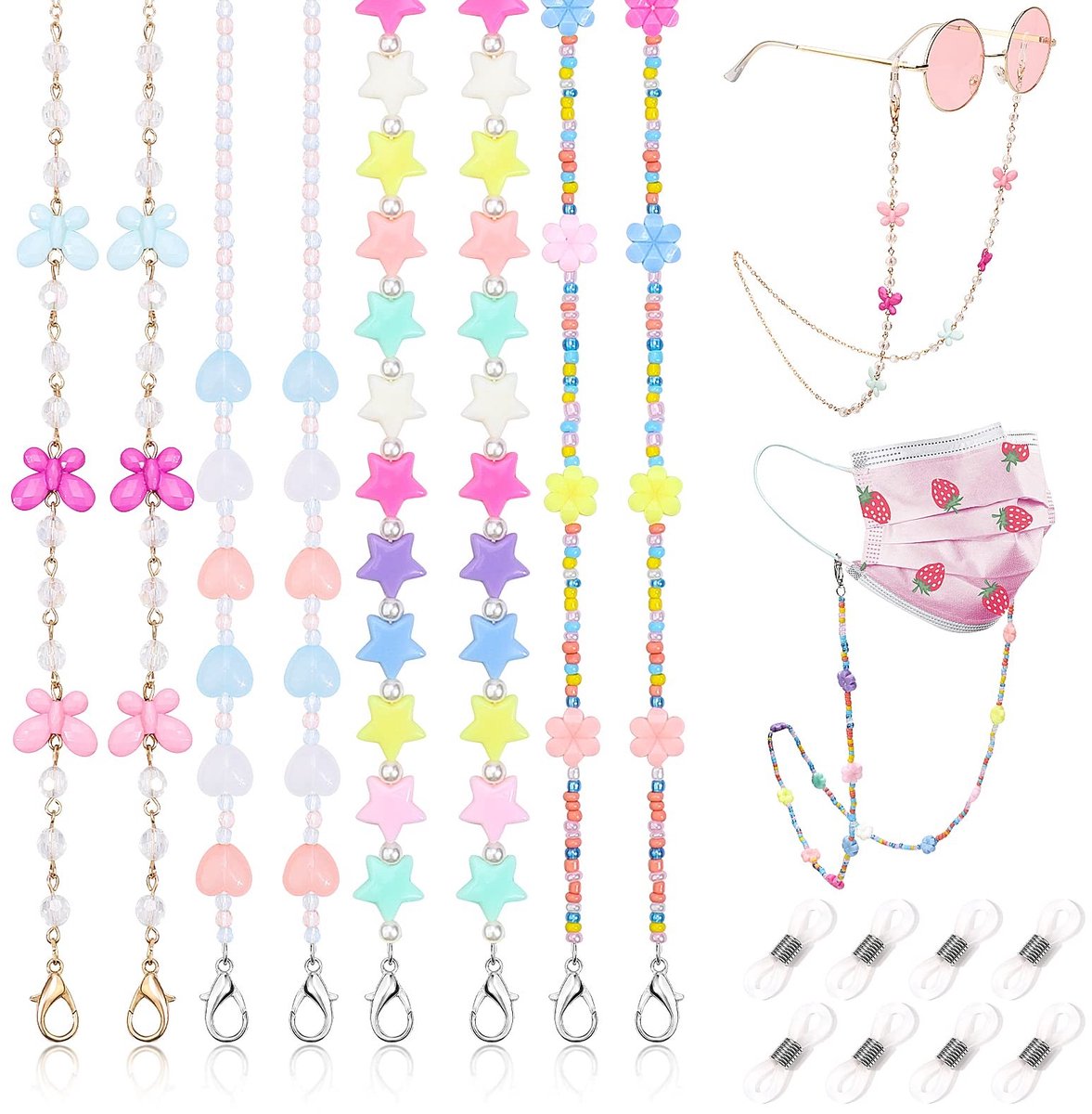 Golden crown - Brillenkoord voor kinderen - Kralen en ketting - Schattig en kleurrijk design - Geschikt voor sport en feesten - Perfecte oplossing voo