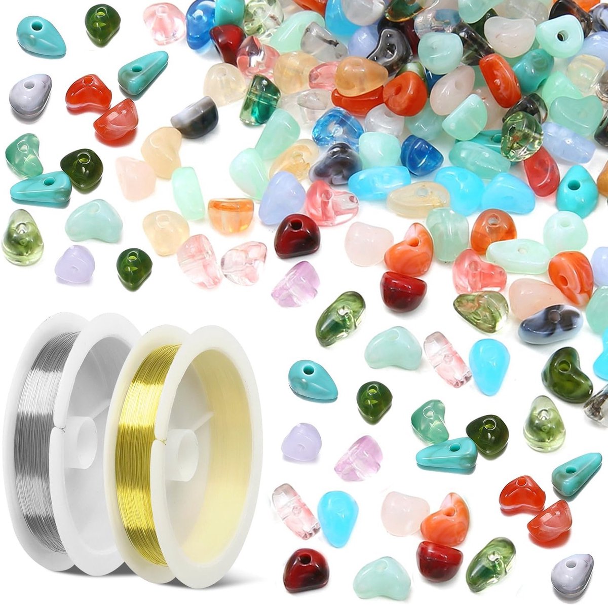 Kleurige 500 Stuks Kralen in 21 Kleuren, Irreguliere Kralen voor Het Maken van Sieraden, DIY Armbanden en Kettingen