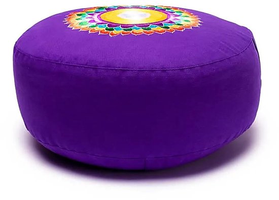 Meditatiekussen 7e chakra geborduurd - 33x17 - Boekweit - Katoen - Violet van Yogi & Yogini — afbeelding 2