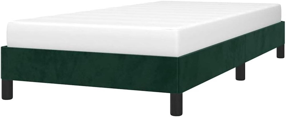 Bedframe Fluweel - Gestoffeerd Ledikant - Comfortabel Slapen - Multiplex Lattenbodem - 90x190 cm - Donkergroen
