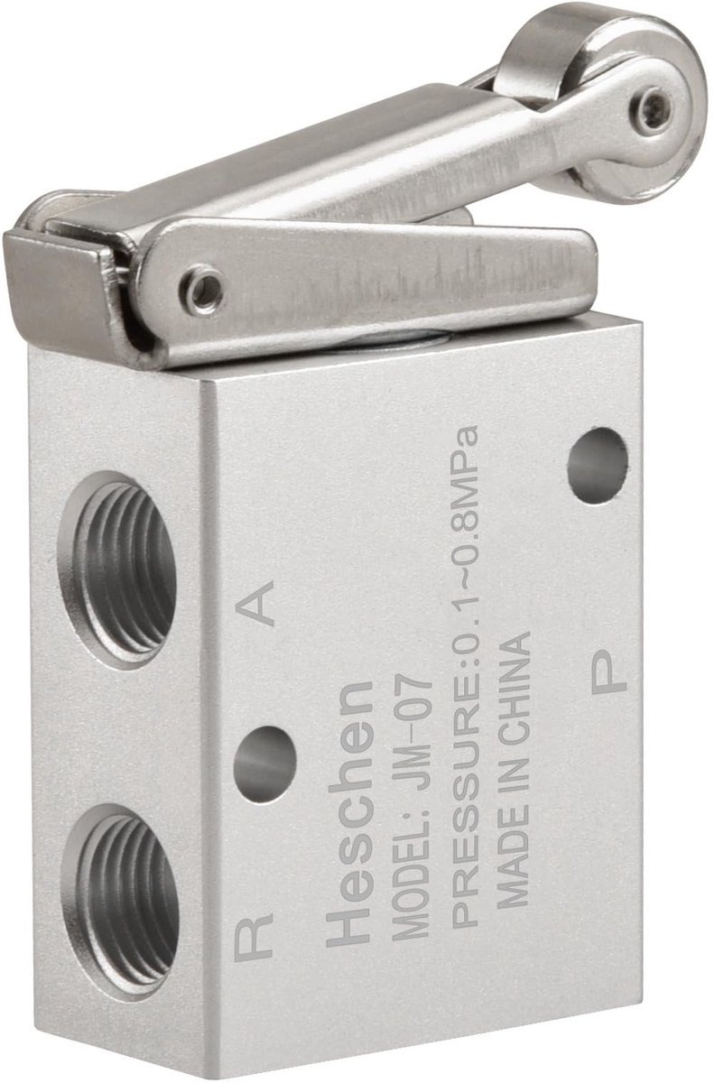 SPHProducts - Pneumatische Klep - Roller Lever - Aluminium - 3 Weg - Mechanische Ventiel - PT1/4 - Geschikt voor Lucht - JM-07 Model