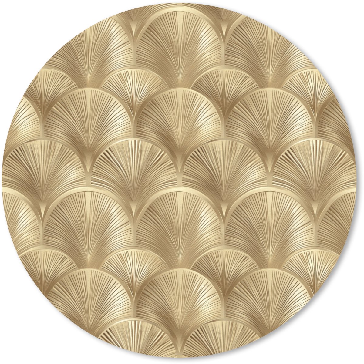 Muismat rond 30x30 cm - Mousepad Patroon - Waaier - Goud - Ronde muismatten