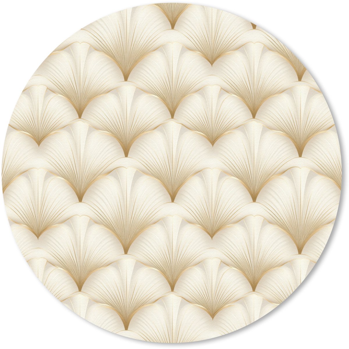 Muismat rond 30x30 cm - Mousepad Waaier - Motief - Goud - Ronde muismatten