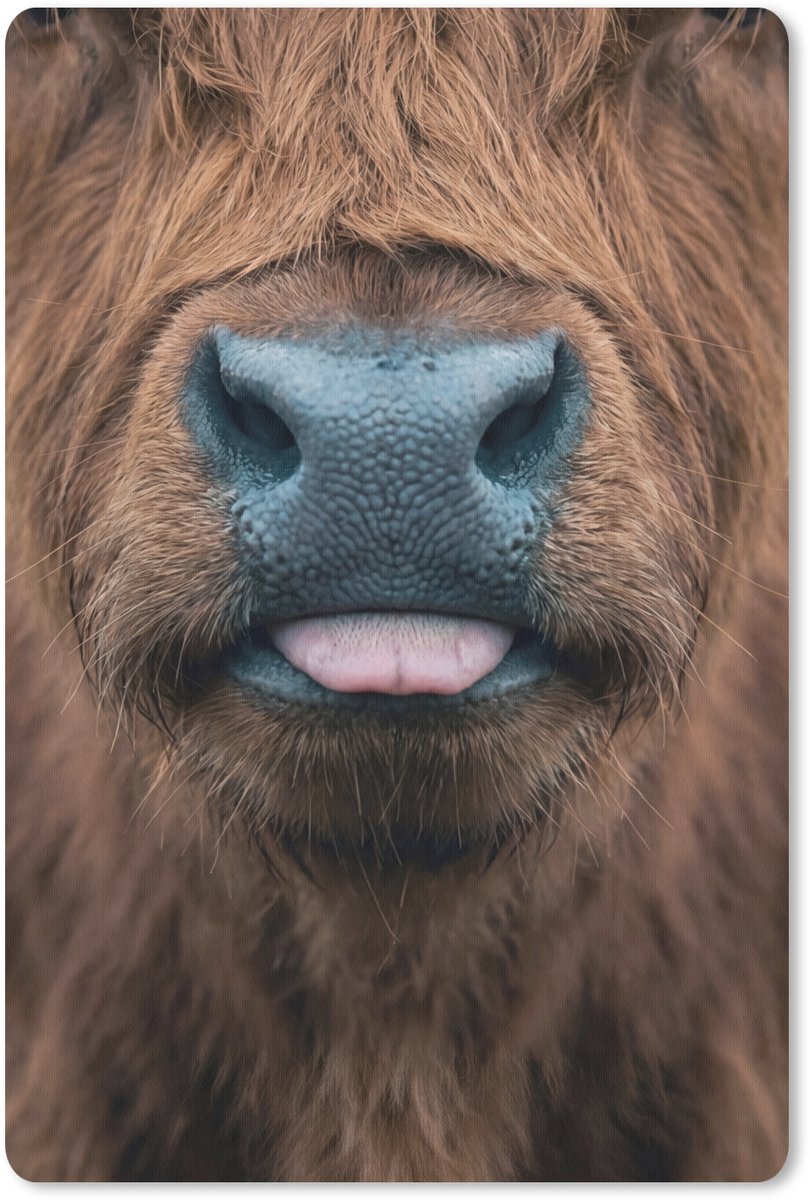 Muismat 13x20 cm - Mousepad Schotse hooglander - Neus - Bruin - Muismatten