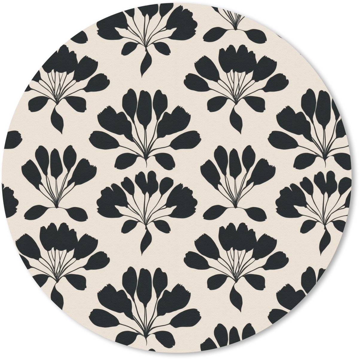 Muismat rond 30x30 cm - Mousepad Abstract - Patroon - Zwart - Ronde muismatten