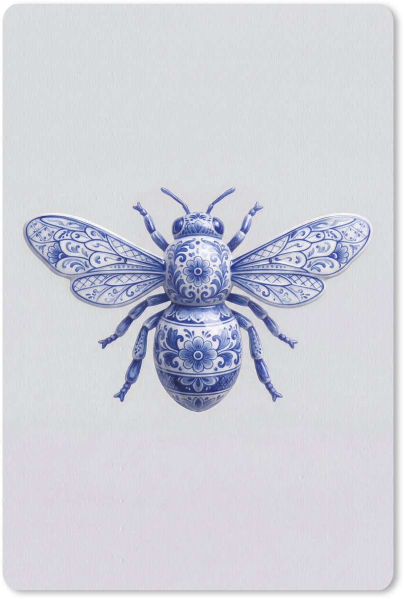 Muismat 13x20 cm - Mousepad Bij - Modern - Delfts - Blauw - Muismatten