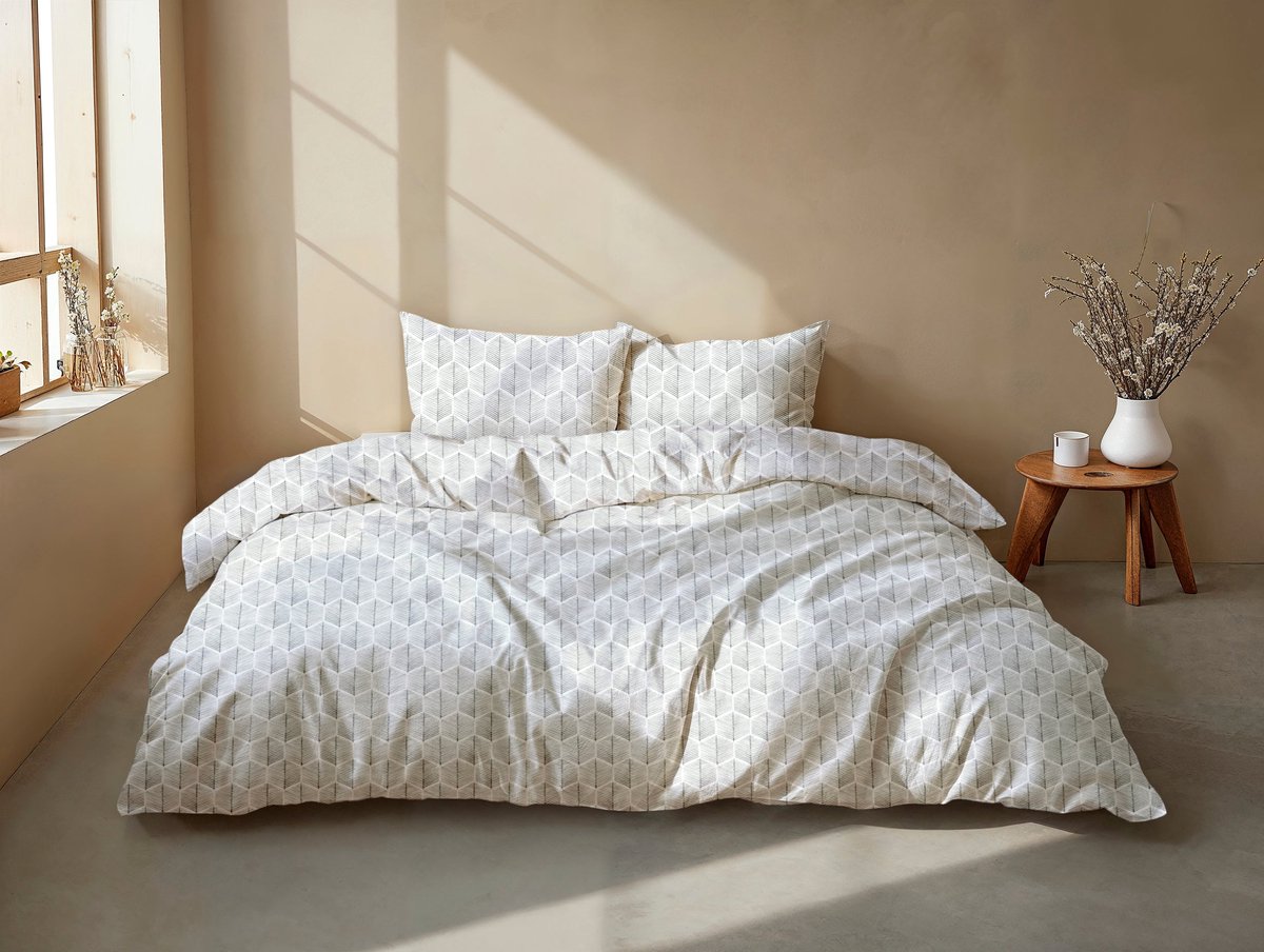 Zohome Dekbedovertrek Vittoria - Grey - Abstract - Dekbedovertrek - 260x200-220 cm - 100% Microvezel - Lits-Jumeaux XL Dekbedovertrek