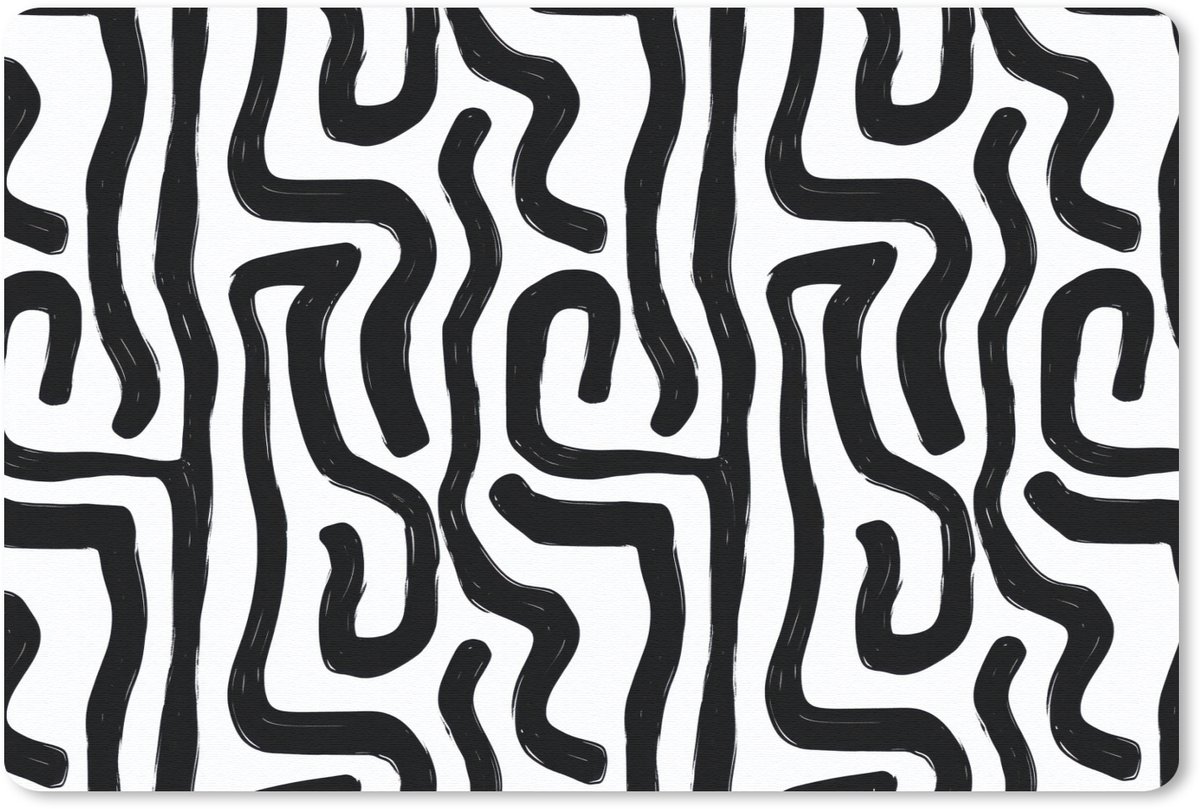 Muismat 13x8 cm - Mousepad Modern - Lijnen - Zwart - Muismatten