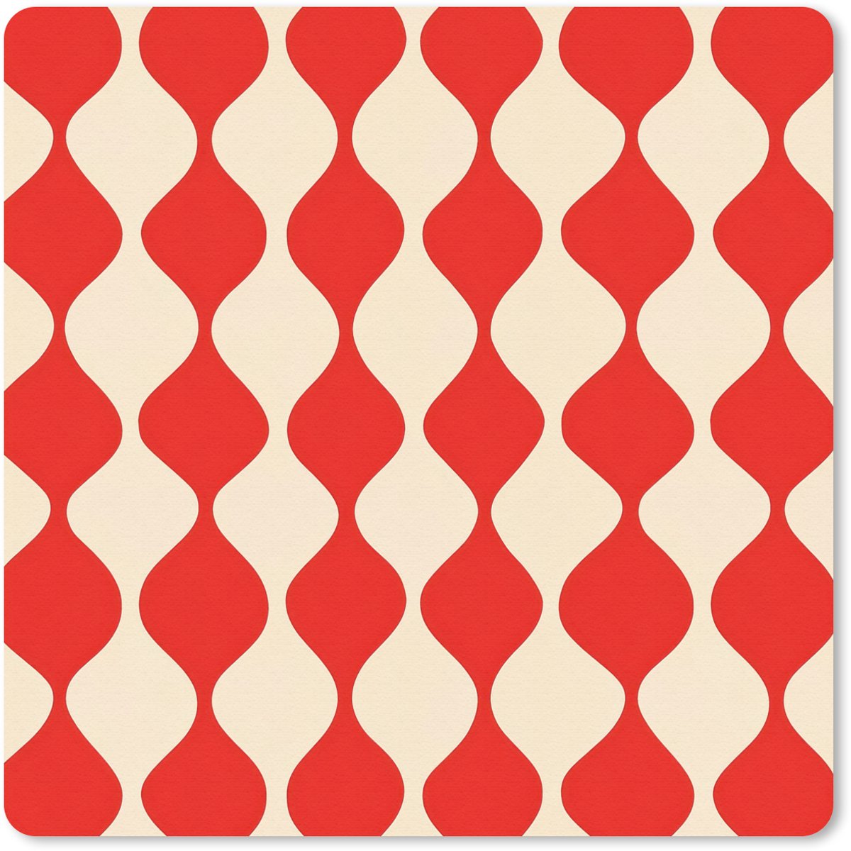 Muismat 30x30 cm - Mousepad Golvend patroon - Retro - Rood - Beige - Muismatten