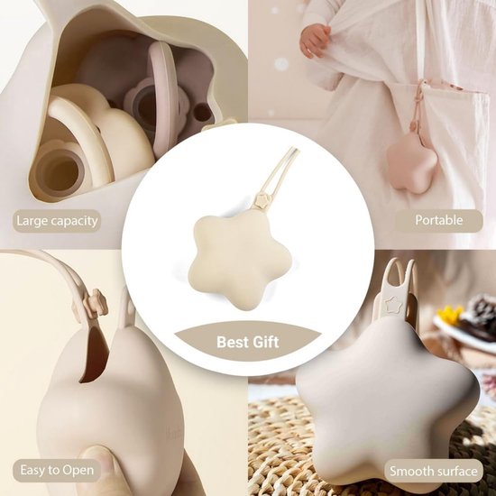 Speenhouder – Siliconen speenhouder voor baby's – Draagbare speenhouder – Opbergzakje voor spenen – Stervormige speenhouder – Draagbaar opbergzakje – Speenorganizer – Minimalistische stijl – 23,5 x 9,5 cm — afbeelding 5
