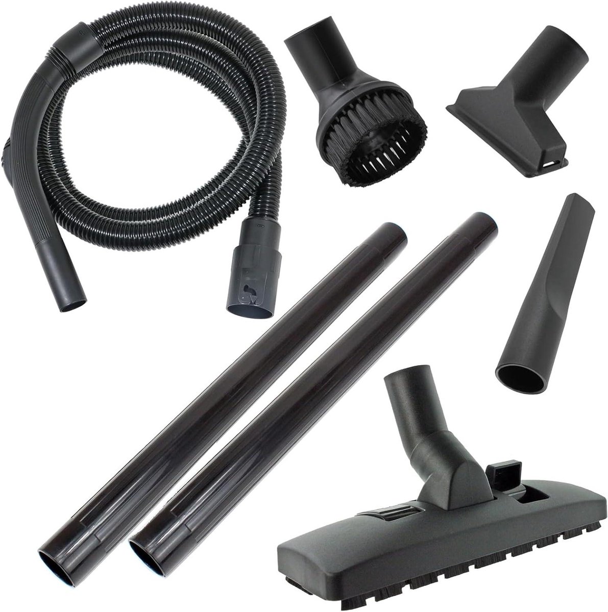 Stofzuiger slang - Accessoireset - Schoonmaken - Dubbele draaibare manchetten - 2 meter - Zwart