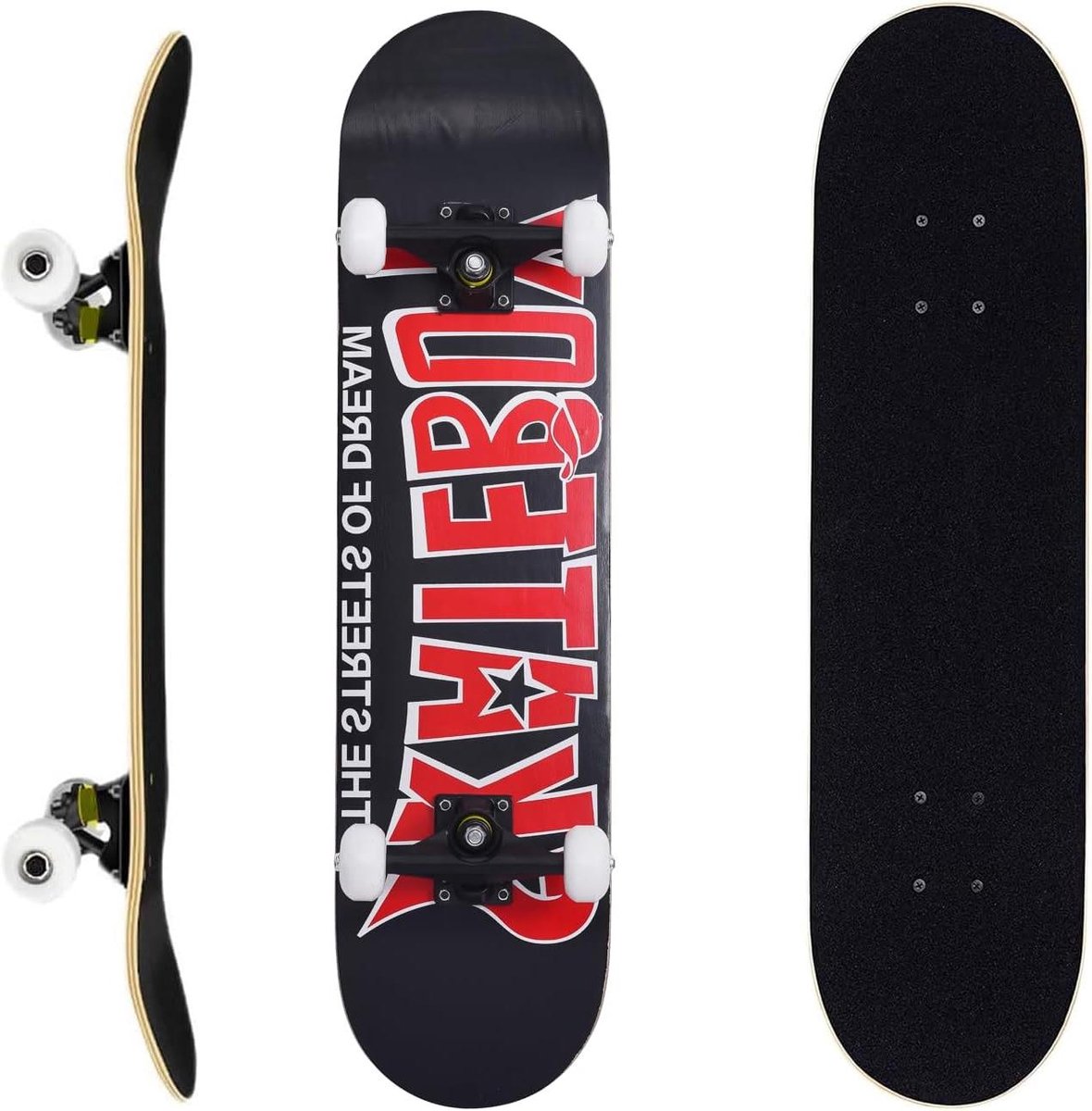 ERNAN Compleet skateboard voor beginners 70 x 20 cm Double Kick Skateboard voor kinderen tieners en volwassenen. met Skate T-Tool.