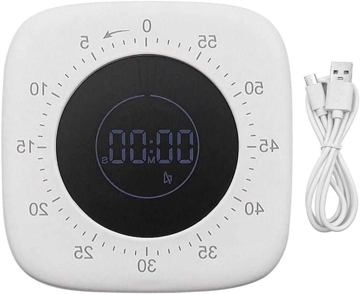 Oplaadbare Digitale Visual Timer voor Kinderen - 60 Minuten Countdown Timer voor Studie, Koken en Kantoorgebruik