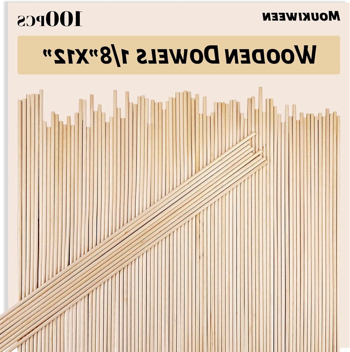 Houten Deuvelstangen - Houten pluggen Knutsels Hout - Houtbewerking Knutselen - Onafgewerkte Natuurlijke Hout - 1/8 x 12 inch - Natuurlijk