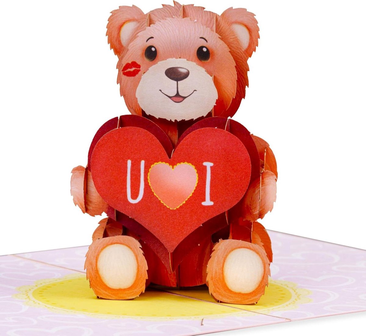 Valentijnskaart Pop-up - Wenskaart Liefde - Romantische Groeten - Handgemaakt 3D Design - 5 x 7 inch - Liefde Beer