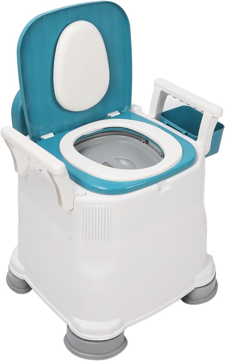 Draagbare en Verstelbare Bedside Toiletstoel met Afneembare Armleuning en Antislipfunctie voor Ouderen - Vouwbare Toiletstoel in Blauw