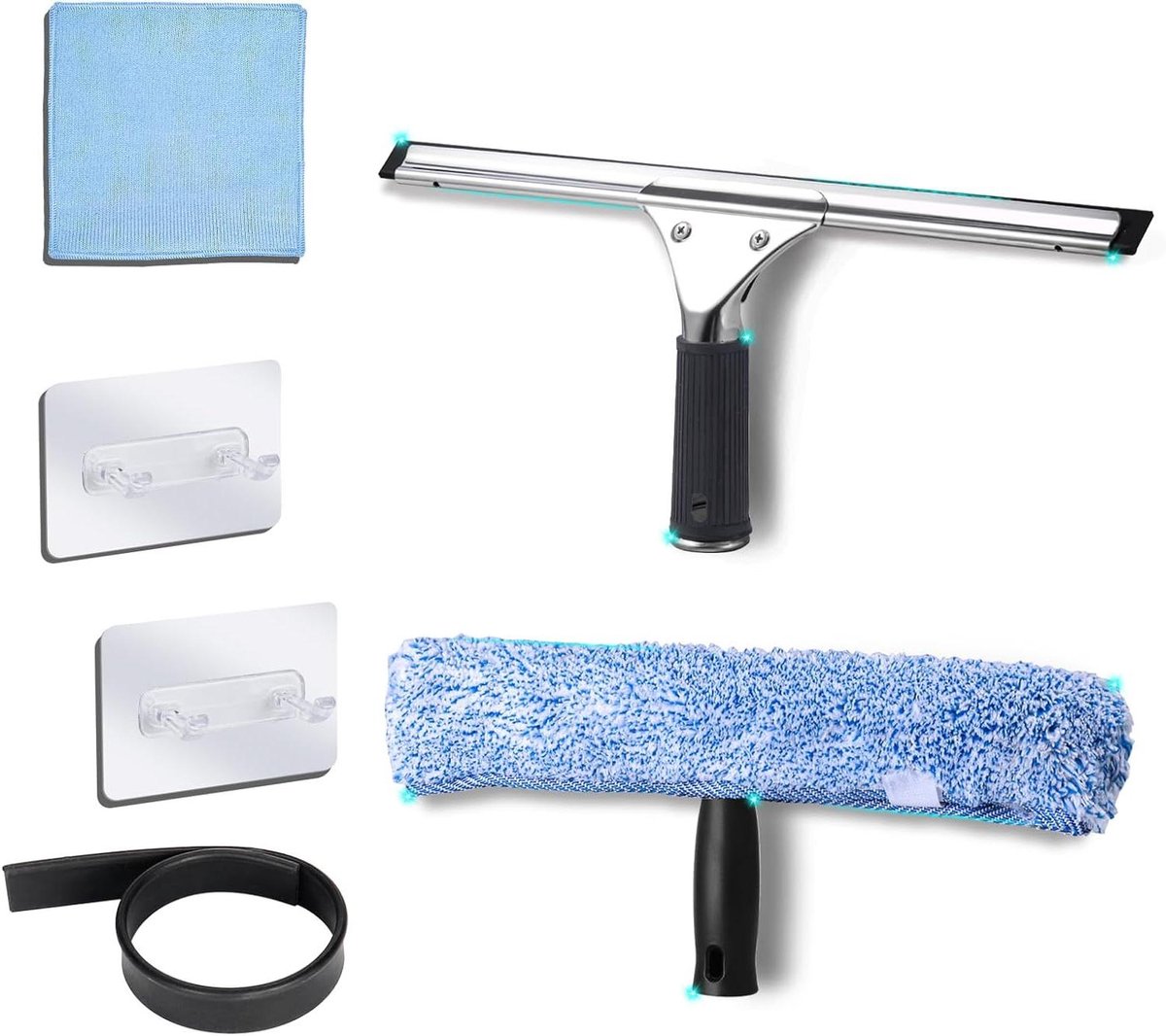 Douche Wisser - Ramenwasser Glaswisser - Badkamer Schoonmaken - Roestvrij Staal - 36.8 cm - Grijs