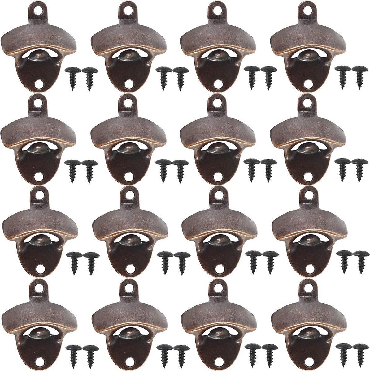 16x Wandflesopener Vintage Bieropener Set met Schroeven voor Keuken, Bar en Café