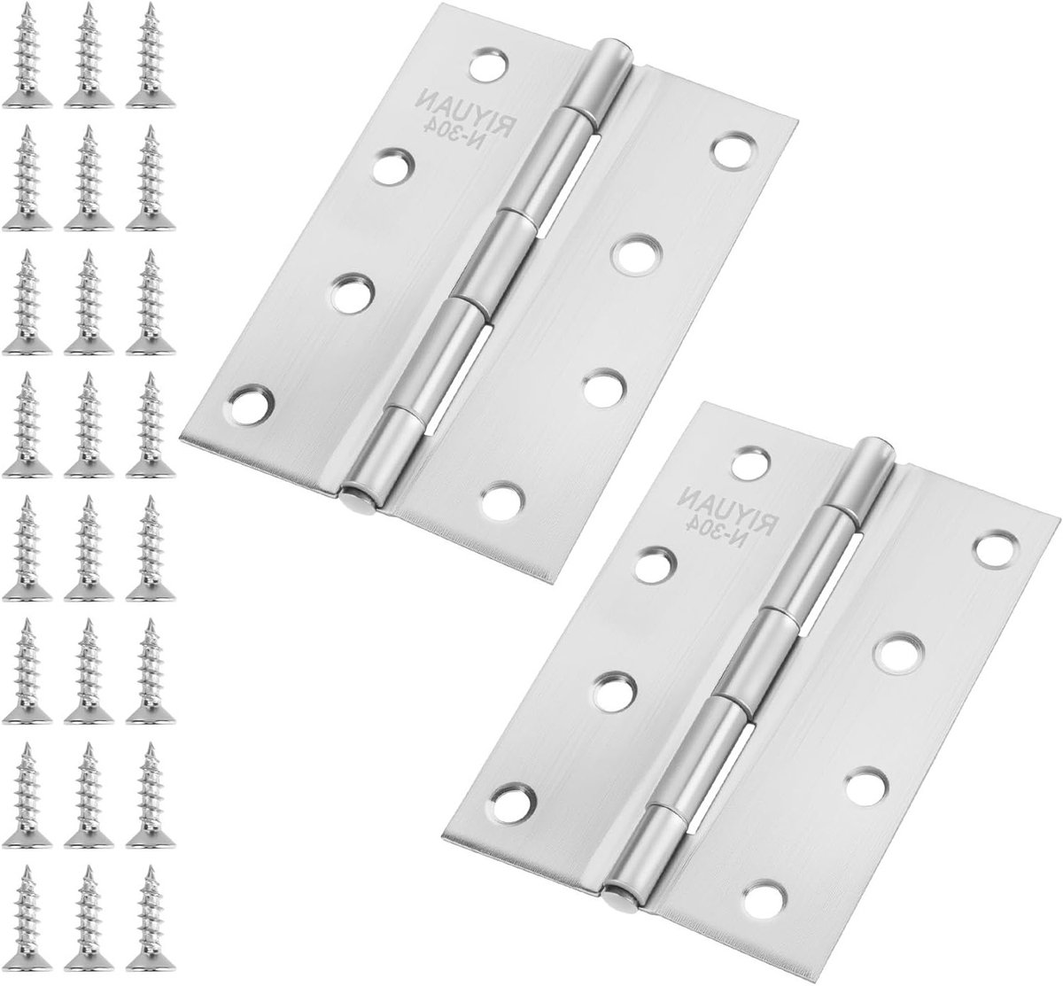 RVS Deur Scharnieren 100 x 70 x 1 mm, 2 Stuks, Inclusief 18 Schroeven, Duurzame Hardware voor Deuren en Meubels