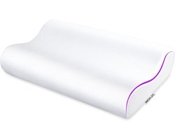 Traagschuim Kussen - Nekondersteuning Kussen - Ontspannen Slapen - Hypoallergeen Materiaal - 1 Kussen 2 Hoezen - Wit
